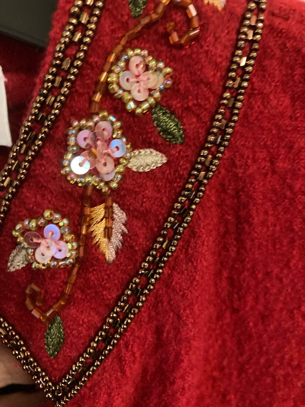 Talbots Red Embroidered Wool Button Front Jacket - Picture 4 of 11